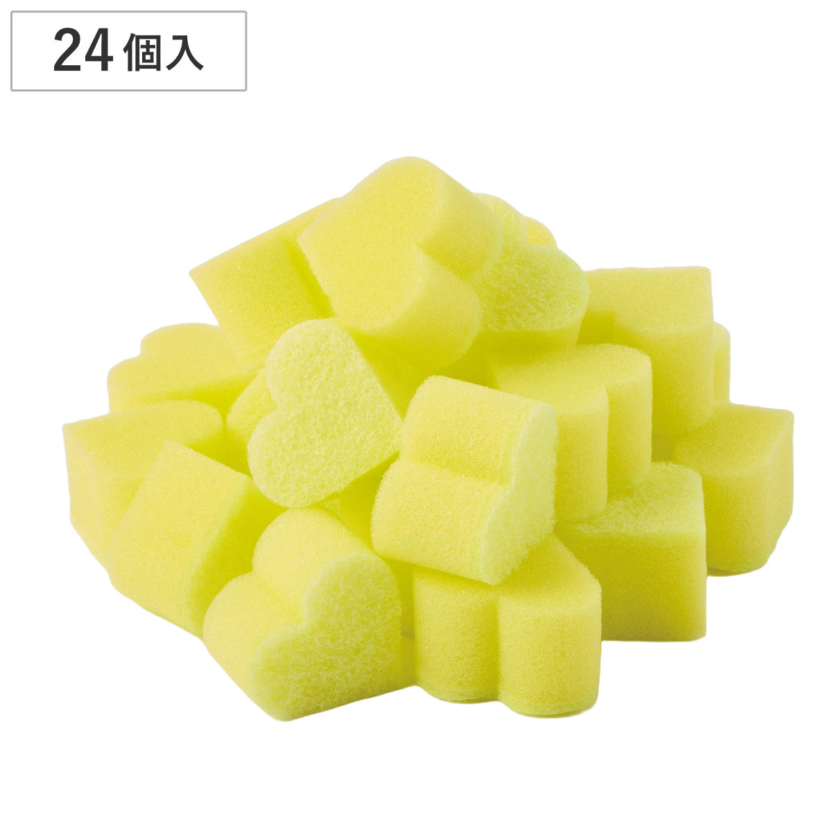 スポンジ ハートのトイレ洗いスポンジ 24個入 （ ミニスポンジ トイレタンク 便器 掃除 ハート かわいい きいろ トイレ掃除 掃除グッズ 掃除用品 便利グッズ ）