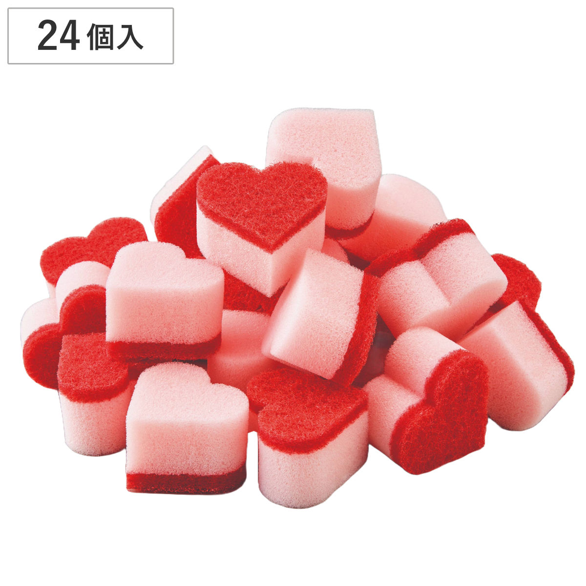 スポンジ ハートのとうき洗いスポンジ 24個入 （ ミニスポンジ 陶器 洗面台 研磨 掃除 ハート かわいい あか 台所掃除 掃除グッズ 掃除用品 便利グッズ ）