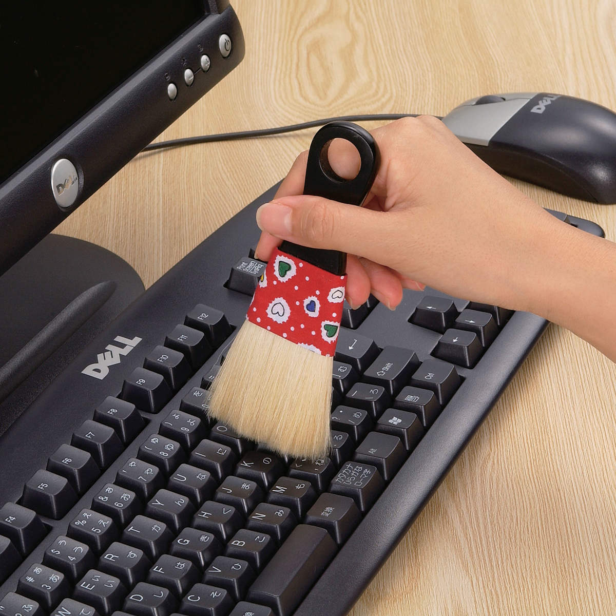 ほこりとり ホコリ刷毛 ( ミニほうき ハンディブラシ ホコリ取り パソコン キーボード 掃除 山羊毛 家電掃除 すき間掃除 ミニブラシ 雛人形 手入れ )