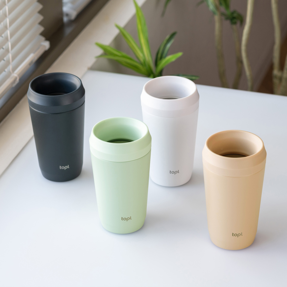 タンブラー TOPL トゥゴータンブラー 350ml ( トップル ステンレスタンブラー 蓋付き 保温 保冷 真空断熱 360度 透明蓋 To Go Tumbler コップ マグカップ コーヒー 蓋付きタンブラー 持ち運び 漏れにくい BPAフリー おしゃれ ) 【Charcoal】 Charcoal