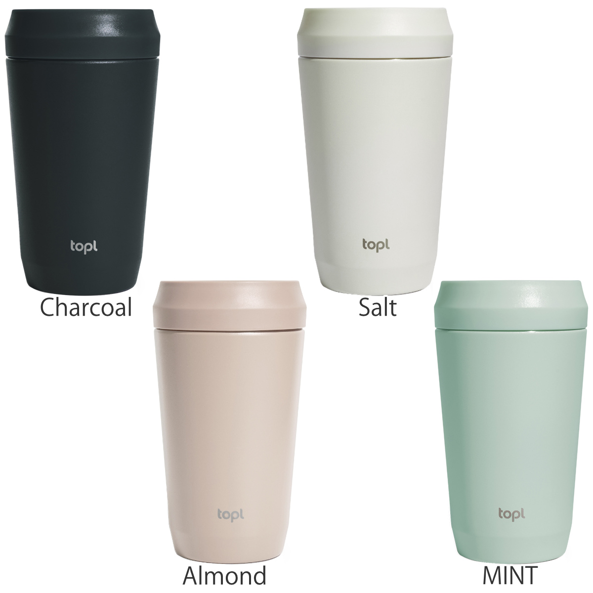 タンブラー TOPL トゥゴータンブラー 350ml ( トップル ステンレスタンブラー 蓋付き 保温 保冷 真空断熱 360度 透明蓋 To Go Tumbler コップ マグカップ コーヒー 蓋付きタンブラー 持ち運び 漏れにくい BPAフリー おしゃれ ) 【Charcoal】 Charcoal