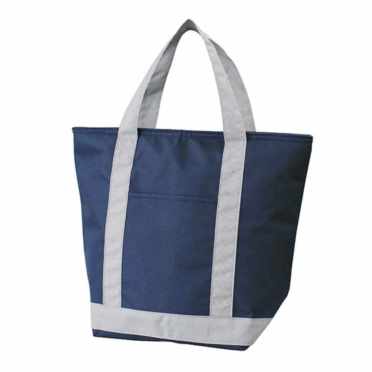 エコバッグ 保冷 14L トートバッグ ネイビー バイカラー ファスナー付き ( 折りたたみ マチ付き トート 保冷バッグ クーラーバッグ クーラートートバッグ コンパクト 保冷大容量 ファスナー 買い物 冷凍食品 男性 女性 )