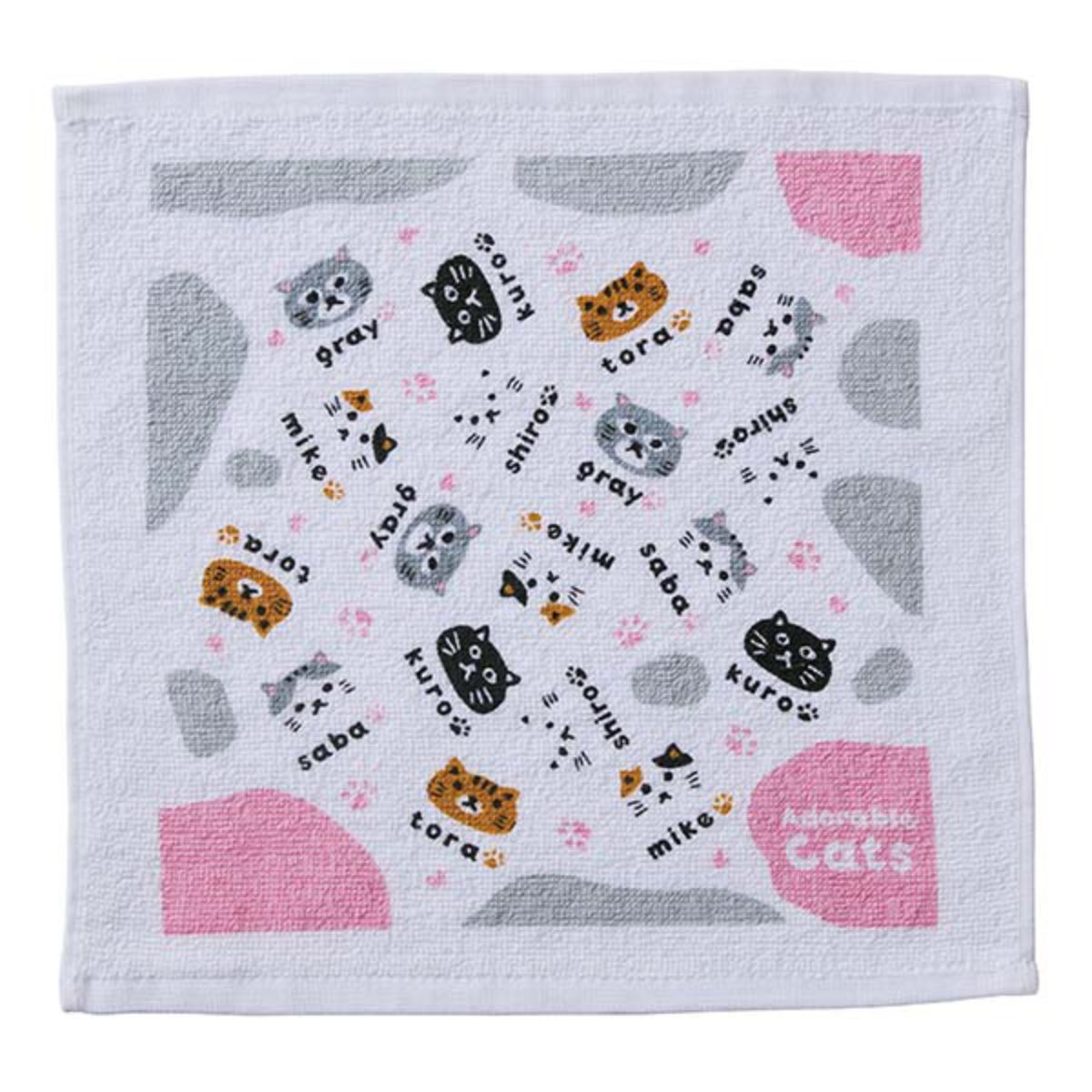 抗菌おしぼりセット ネコのあつまり ( 抗菌ケース付おしぼり ハンドタオル おしぼりタオル おしぼりケース お手拭き おてふき タオル ハンカチ 手拭き ケース付 子供 キッズ 給食 抗菌加工 )