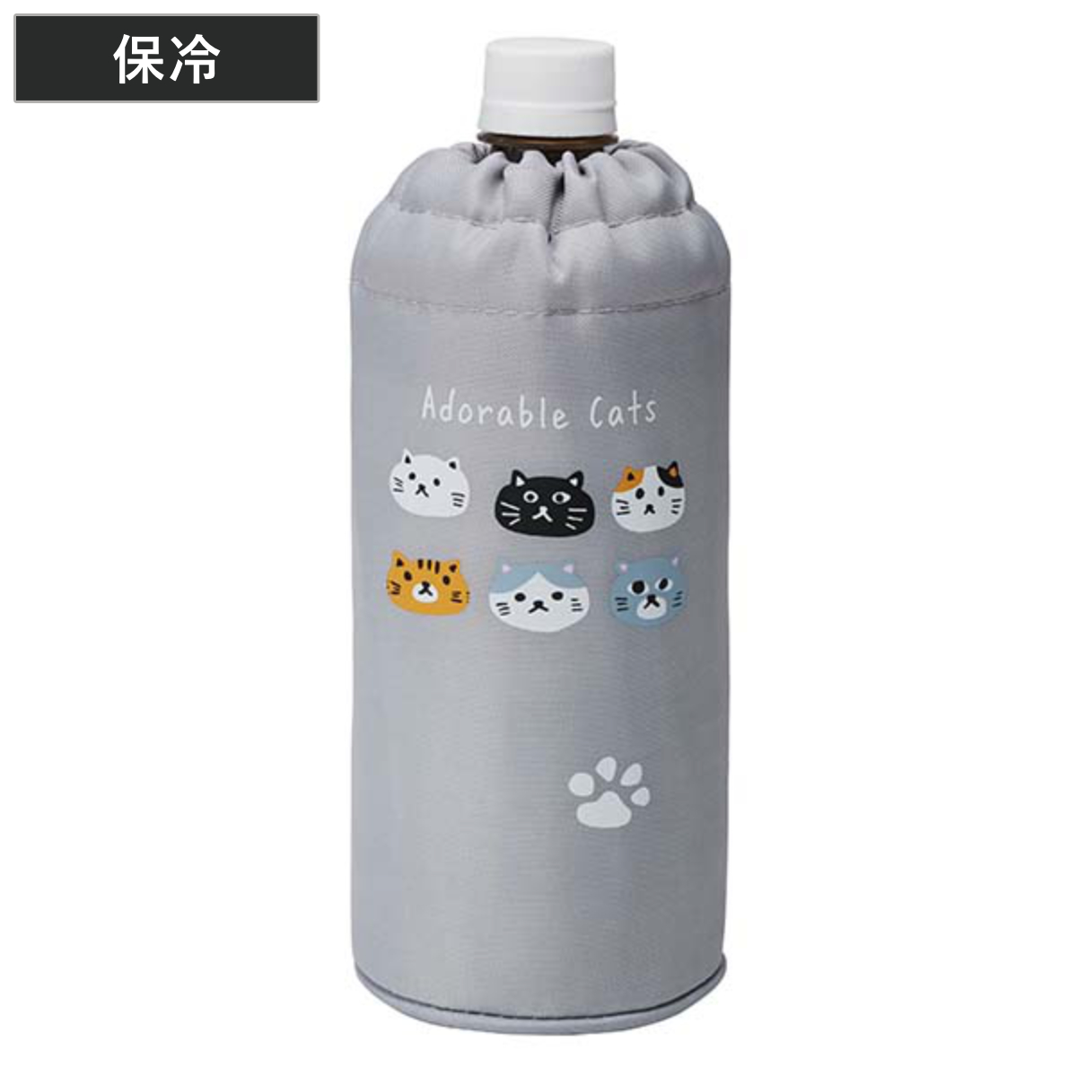ペットボトルカバー 680ml ネコのあつまり （ 保温 保冷 巾着タイプ 内面アルミ加工 ボトルカバー ペットボトル ボトルケース ペットボトルホルダー ペットボトルケース 持ち運び 保護 かわいい 猫 ねこ ネコ ）