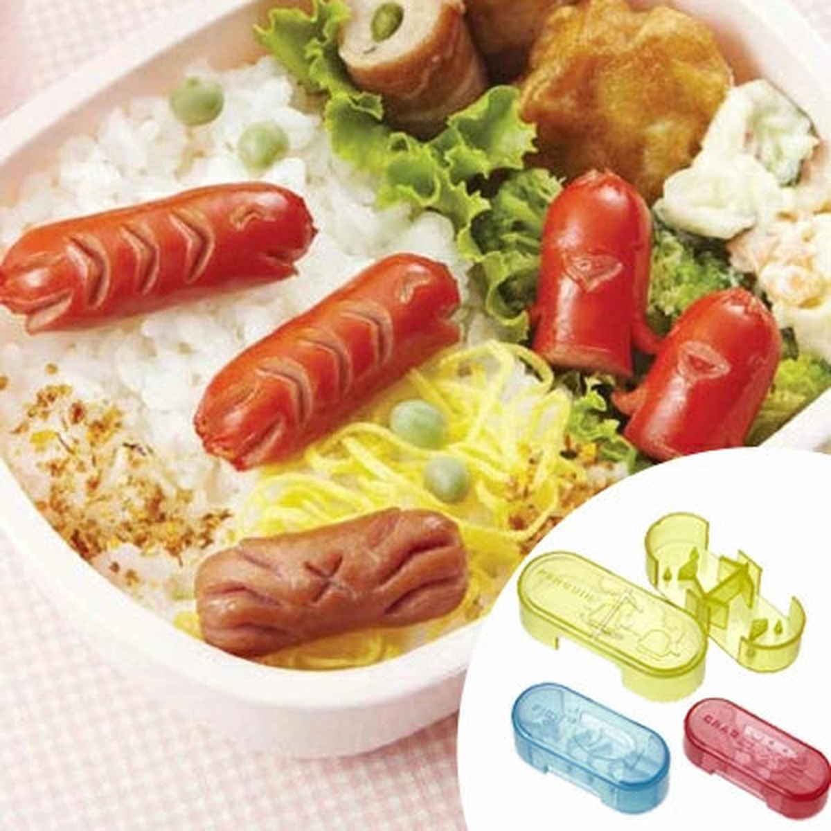 ウインナー抜き型 ウィンナー名人 ３個組 （ ソーセージ抜き型 ウィンナー 抜き型 型抜き 抜型 お弁当グッズ キャラ弁 子供用 アレンジ デコ弁 幼稚園 保育園 小学校 飾り お弁当 ）