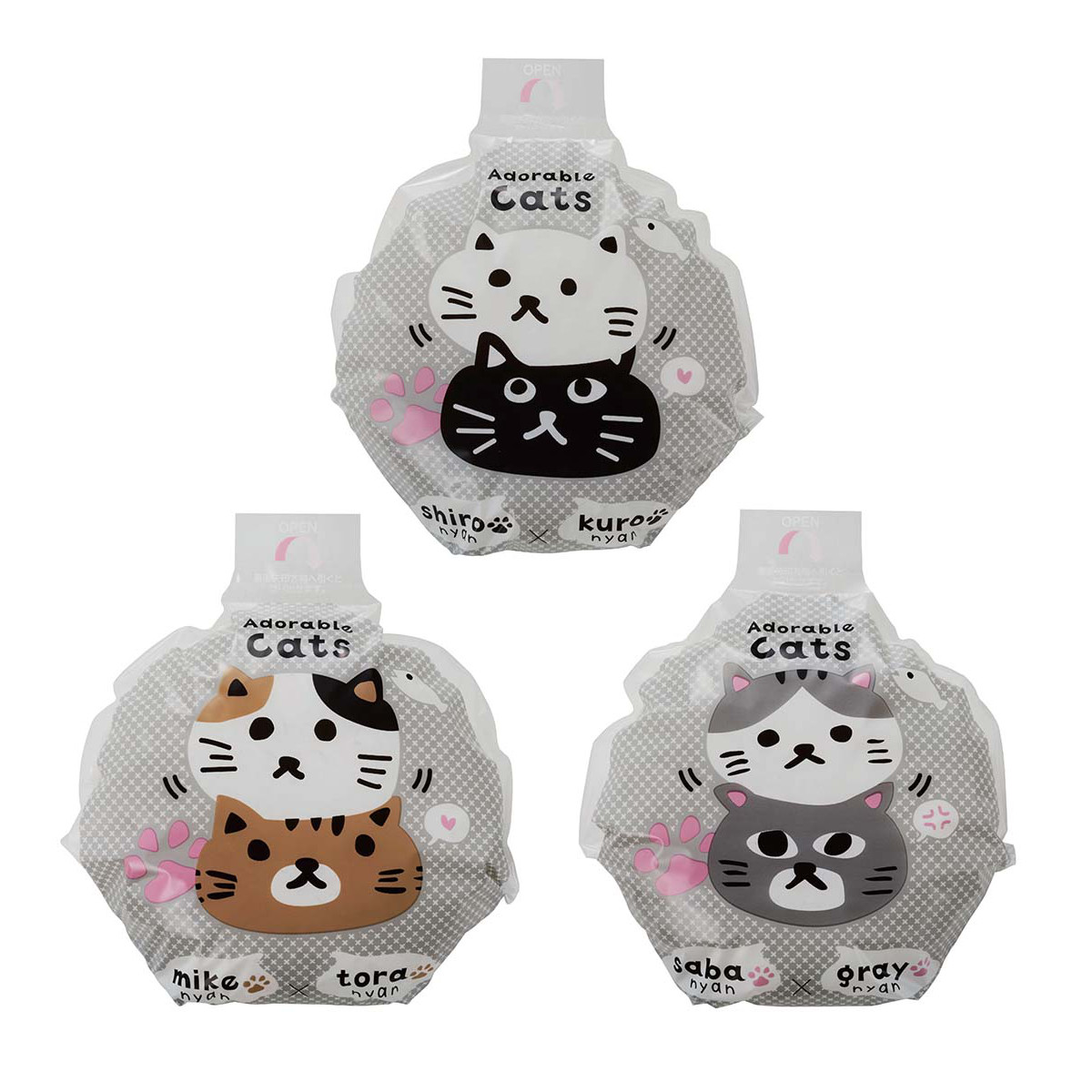 おにぎりパクッと袋 ネコのあつまり おにぎりラップ ( ねこ おむすびラップ 留めシール付き 子供 日本製 おにぎり おむすび ラップ シート 幼稚園 保育園 キッズ )