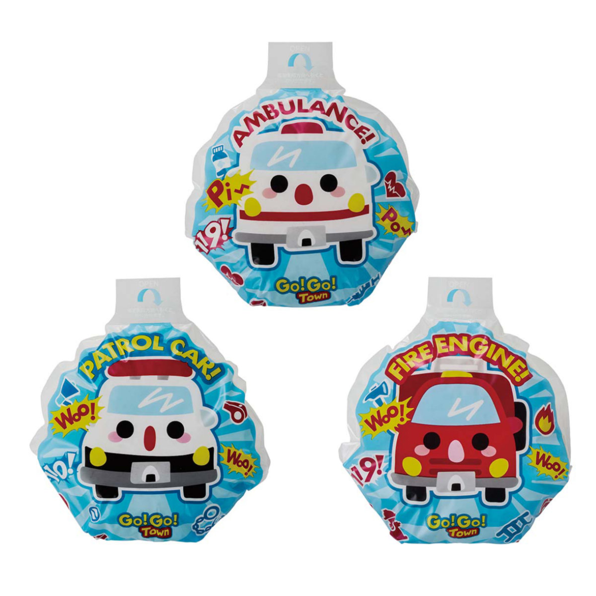 おにぎりパクッと袋 GoGoタウン おにぎりラップ ( くるま おむすびラップ 留めシール付き 子供 日本製 おにぎり おむすび ラップ シート 幼稚園 保育園 キッズ )