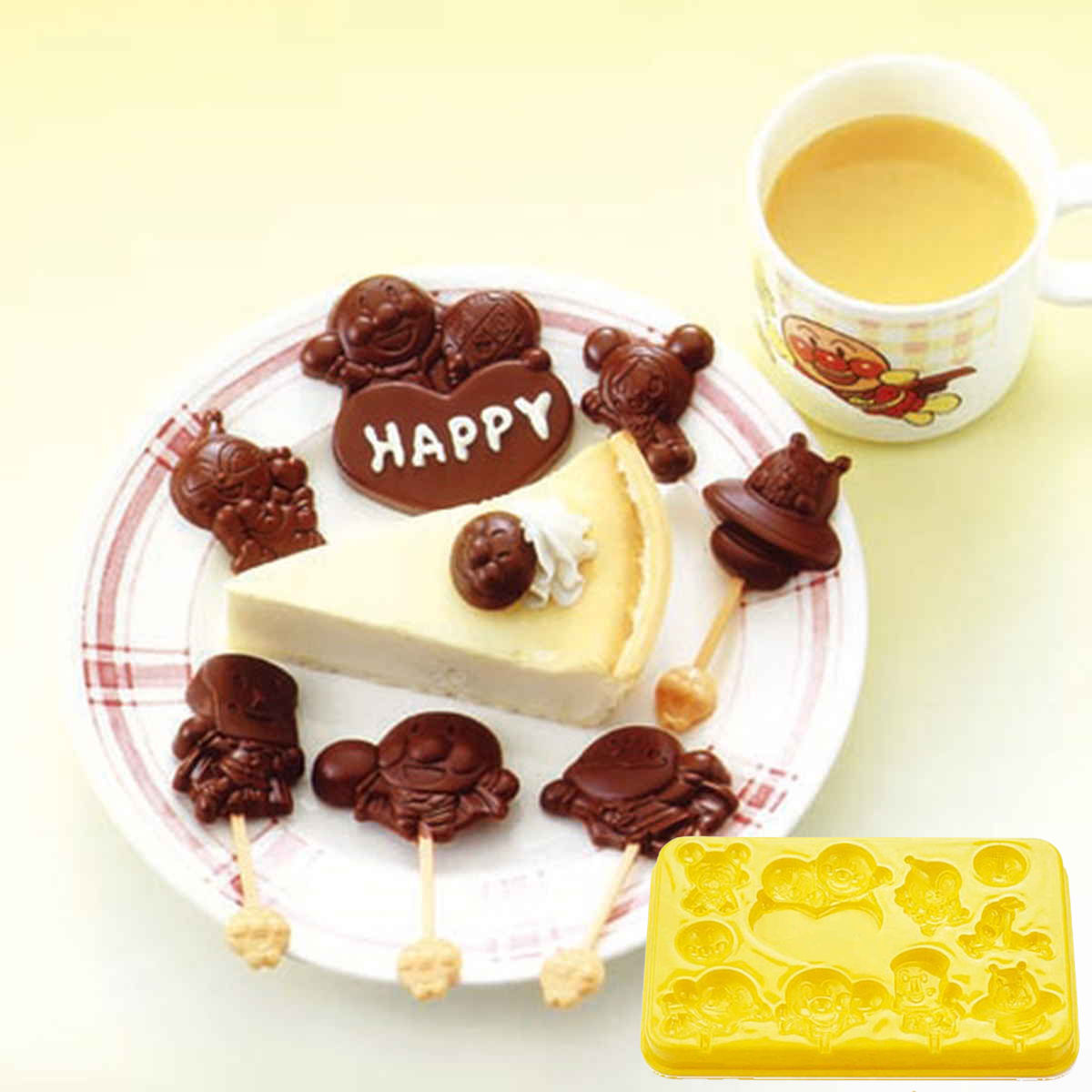 チョコレート型 アンパンマン チョコレートモールド ピック付き キャラクター （ 手作りチョコ 抜き型 スティックチョコ チョコ型 日本製 お菓子作り 製菓道具 製菓用具 製菓グッズ あんぱんまん 棒付きチョコ ）