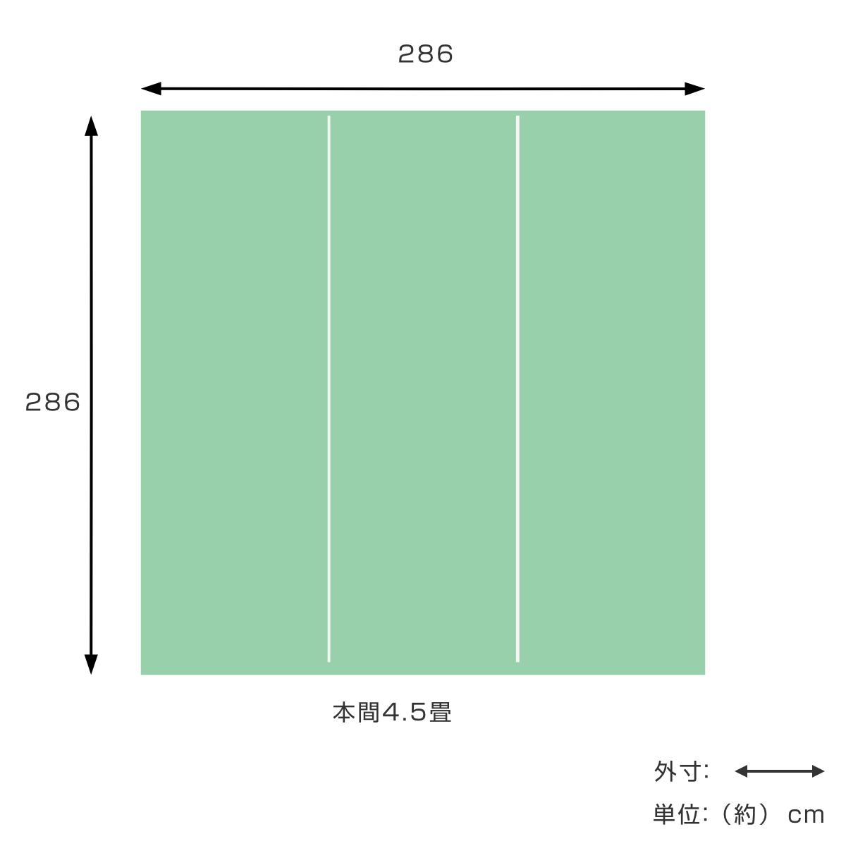 い草ラグ 本間 4.5畳 三条 286×286cm 紋織 花ござ ( い草マット い草カーペット カーペット ラグ ござ 天然素材 い草 抗菌力 防カビ性 消臭性 除湿 保湿 静音 静音性 防カビ 抗菌 空気清浄 リラックス マット ) 【グリーン】 グリーン