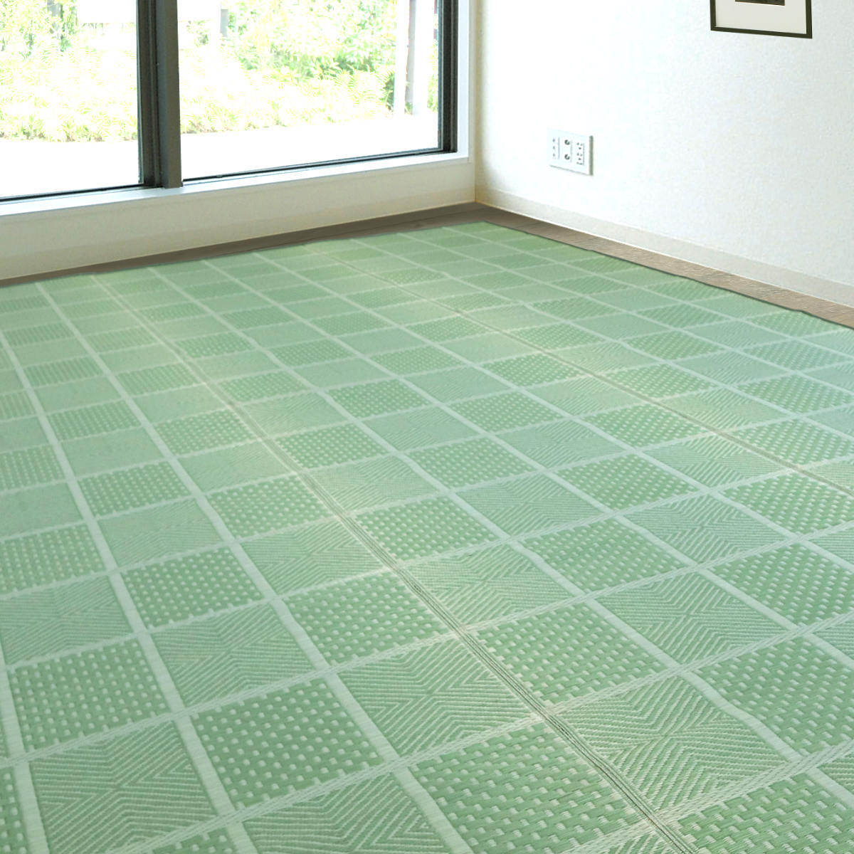 い草ラグ 江戸間 3畳 高山 174×261cm 紋織 花ござ ( い草マット い草カーペット カーペット ラグ ござ 天然素材 い草 抗菌力 防カビ性 消臭性 除湿 保湿 静音 静音性 防カビ 抗菌 空気清浄 リラックス マット ) 【グリーン】 グリーン