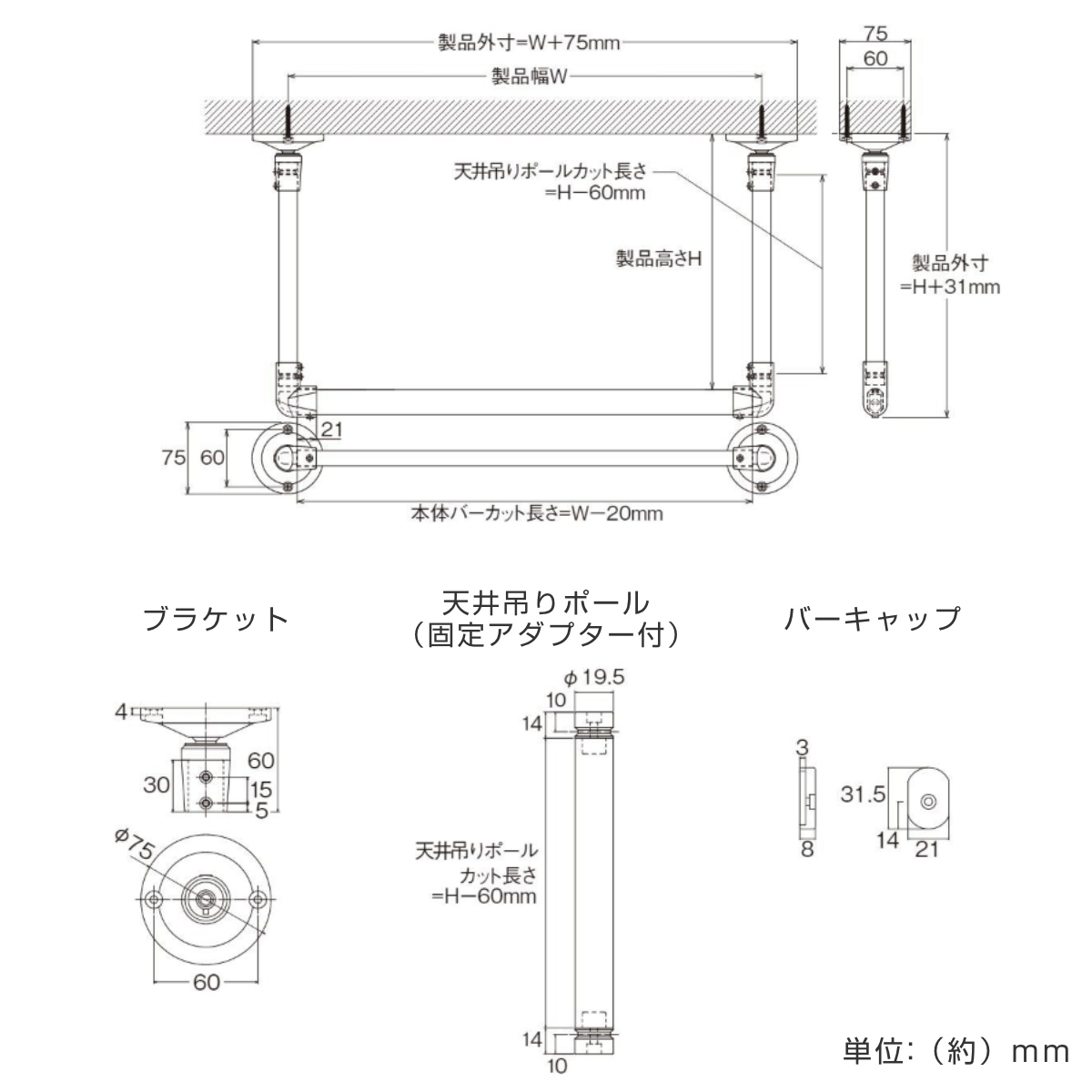 室内物干し TOSO 幅90×高さ60cm ハンギングバー アイアンバー ( ハンガーバー アイアン 物干し 幅90cm 天吊り ハンガーパイプ 室内干し おしゃれ ハンガーラック 洗濯物干し インテリア 衣類 収納 クローゼット ランドリー ) 【ブラック】 ブラック
