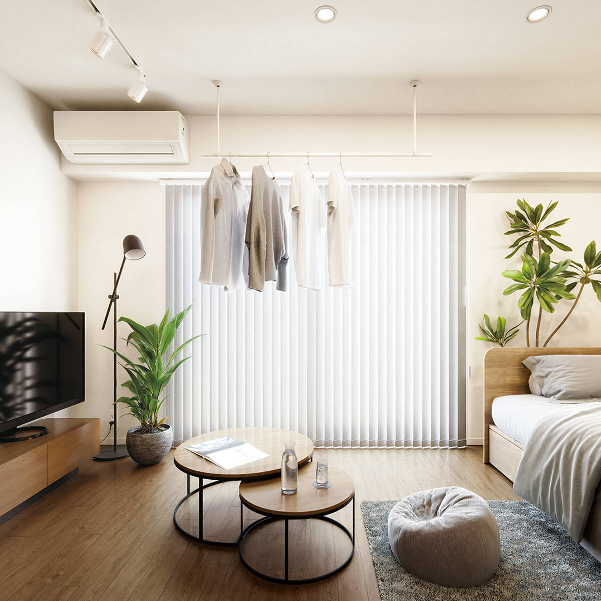 室内物干し 本体バーのみ ランドリーバー TOSO LB1 Mサイズ ( 物干し竿 本体バー 物干し 竿 伸縮 1本 竿のみ 145~234cm 室内干し 部屋干し 室内伸縮竿 コンパクト 収納 壁収納 インテリア デザイン性 オシャレ ) 【ブラック】 ブラック