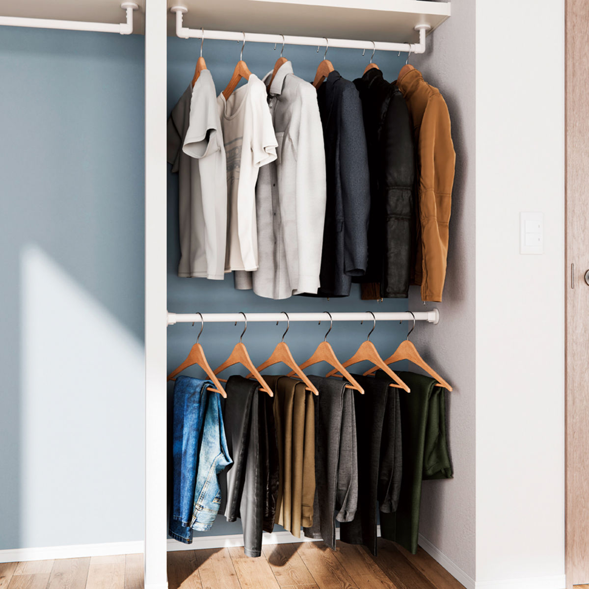 ハンギングバー H-3 壁面付け Iタイプ セット 幅90cm TOSO ( 収納 専用 バー DIY 取付け 衣類収納 衣類 洋服 服 コート掛け クローゼット 玄関 ウォークインクローゼット ファミリークローゼット 壁 壁面 ちょいかけ ちょい掛け ) 【ブラック】 ブラック