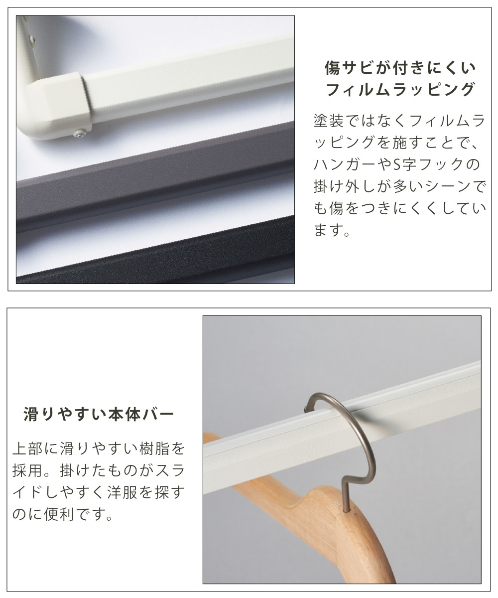 ハンギングバー H-3 壁面付け Iタイプ セット 幅178cm TOSO ( 収納 専用 バー DIY 取付け 衣類収納 衣類 洋服 服 コート掛け クローゼット 玄関 ウォークインクローゼット ファミリークローゼット 壁 壁面 ちょいかけ ちょい掛け ) 【グレー】 グレー