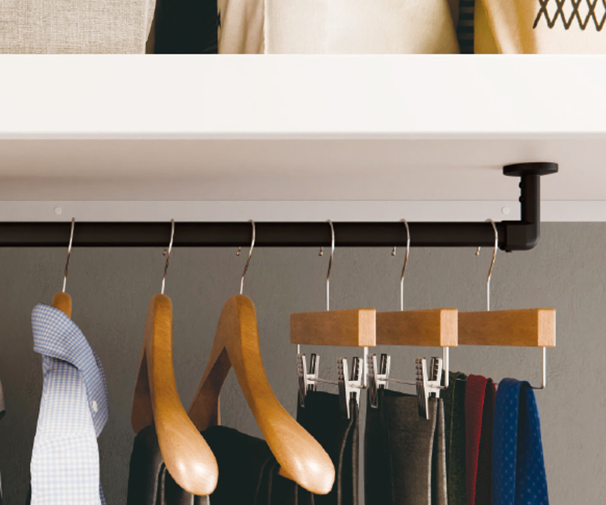 ハンギングバー H-3 天井付け Lタイプ セット 178cm×6cm TOSO ( 収納 専用 バー DIY 取付け 衣類収納 衣類 洋服 服 コート掛け クローゼット 玄関 ウォークインクローゼット ファミリークローゼット 天井 天井付 ちょいかけ ) 【ブラック】 ブラック