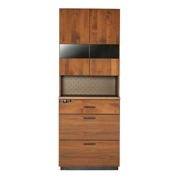 食器棚 キッチンボード モダンデザイン アルダー前板 Quattro 幅70cm （ カップボード キッチン収納 キッチン 食器 収納 日本製 完成品