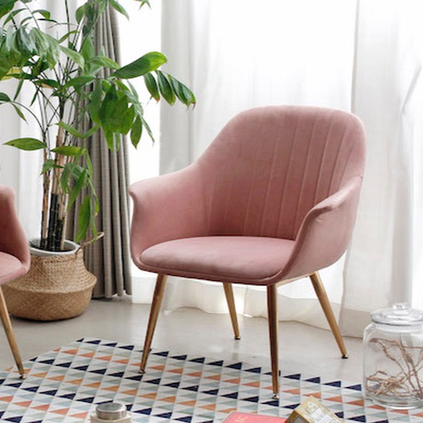 ソファ 1人掛け 座面高41.5cm ファブリック ゴールド脚 姫系 ガーリー