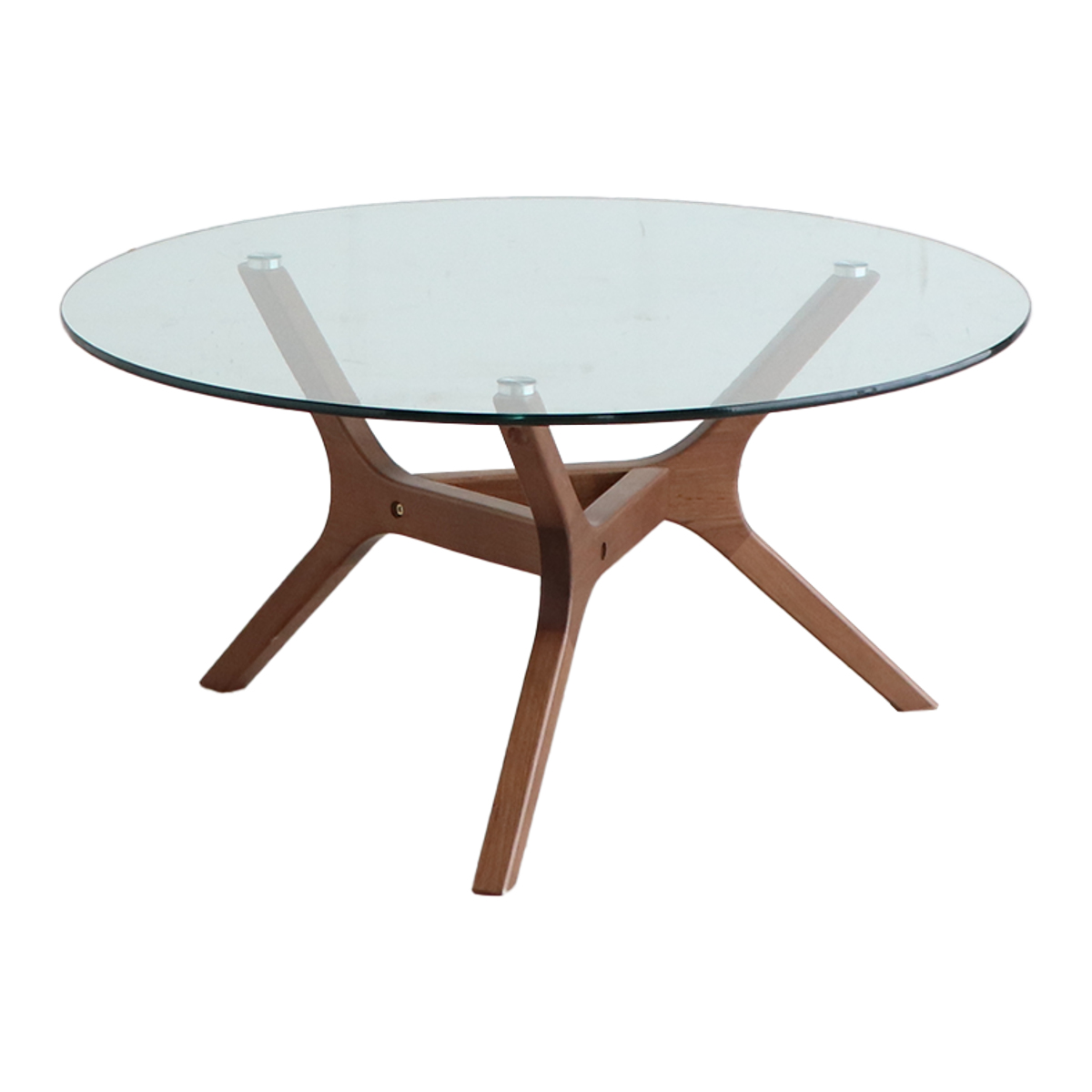 ガラステーブル 幅80cm アモール 木製 （ テーブル 机 ローテーブル ガラス 丸 丸テーブル ウォールナット 無垢材 ゆったり おしゃれ  くつろぎ ）