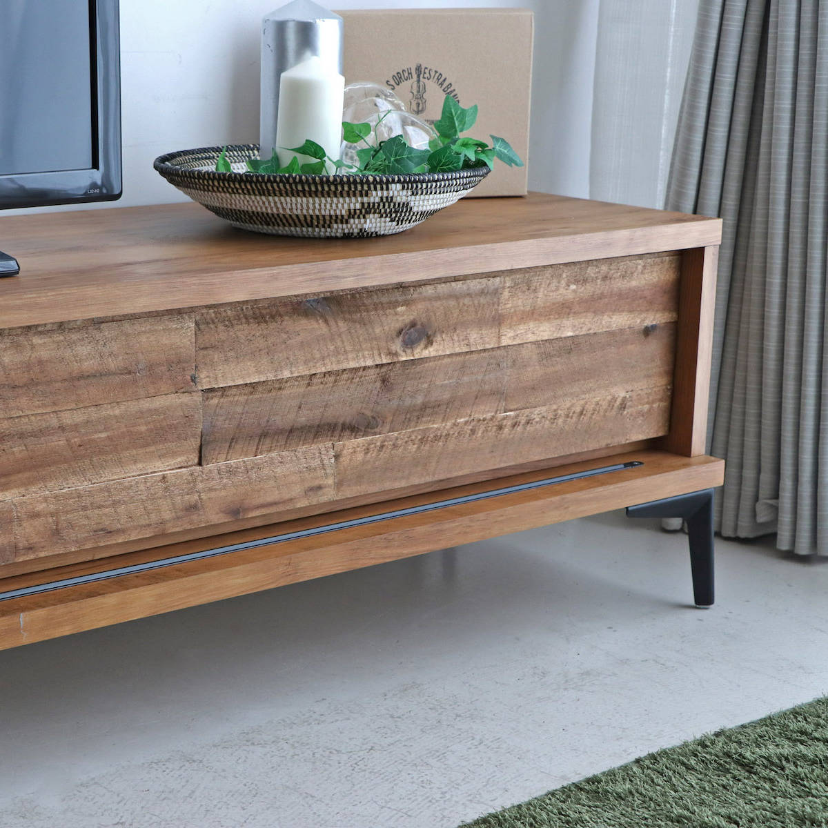 テレビ台 ローボード アカシア前板 ブロックデザイン レイバン 幅150cm ( テレビボード TV台 TVボード テレビラック 天然木 日本製 木製 アカシア 収納 リビング 棚 TV 家具 幅150 AVボード )