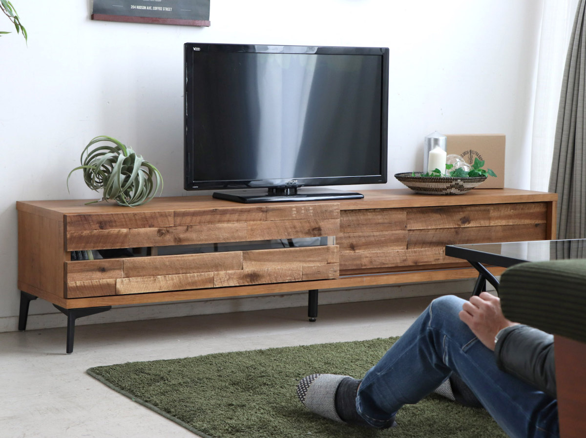 テレビ台 ローボード アカシア前板 ブロックデザイン レイバン 幅150cm ( テレビボード TV台 TVボード テレビラック 天然木 日本製 木製 アカシア 収納 リビング 棚 TV 家具 幅150 AVボード )