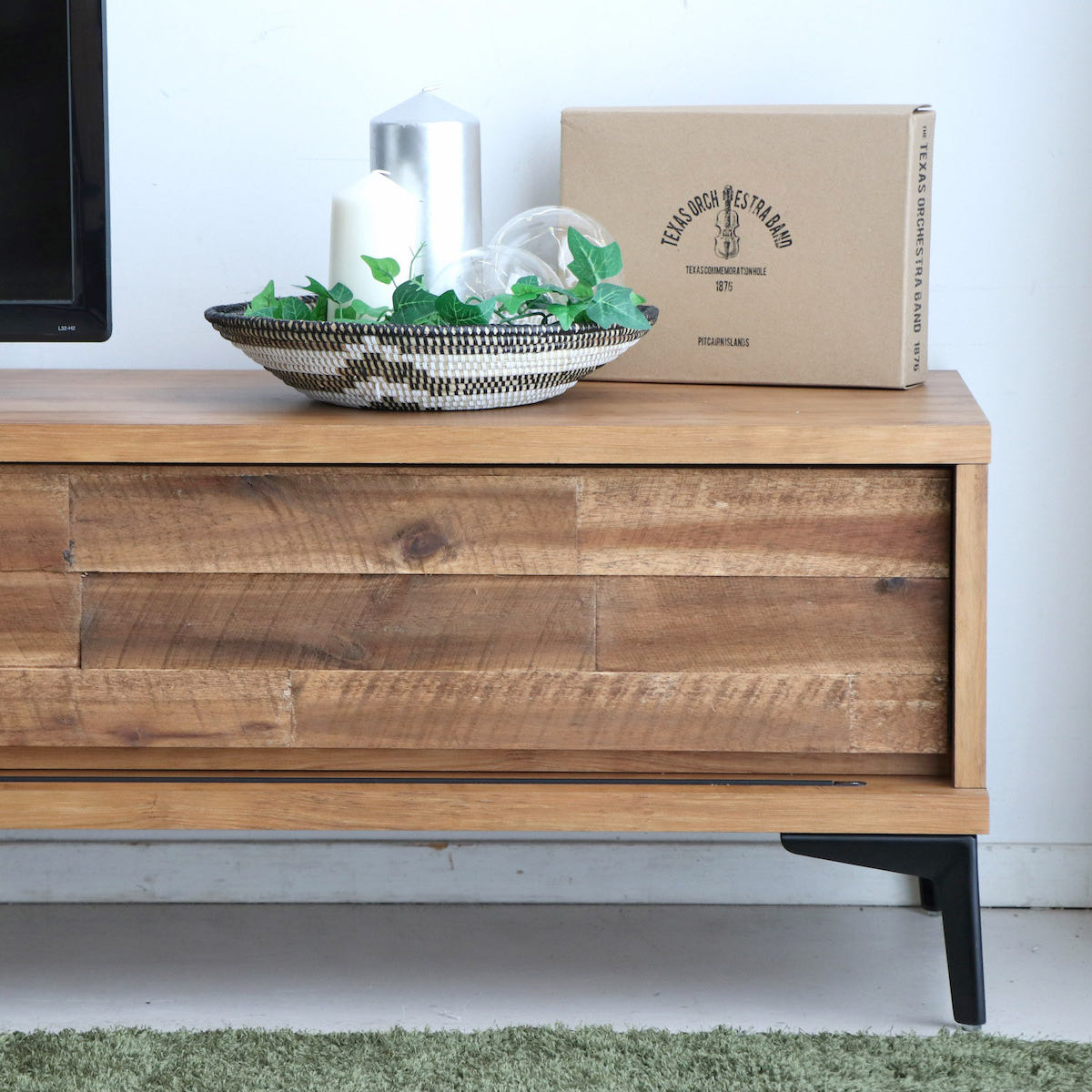 テレビ台 ローボード アカシア前板 ブロックデザイン レイバン 幅150cm ( テレビボード TV台 TVボード テレビラック 天然木 日本製 木製 アカシア 収納 リビング 棚 TV 家具 幅150 AVボード )