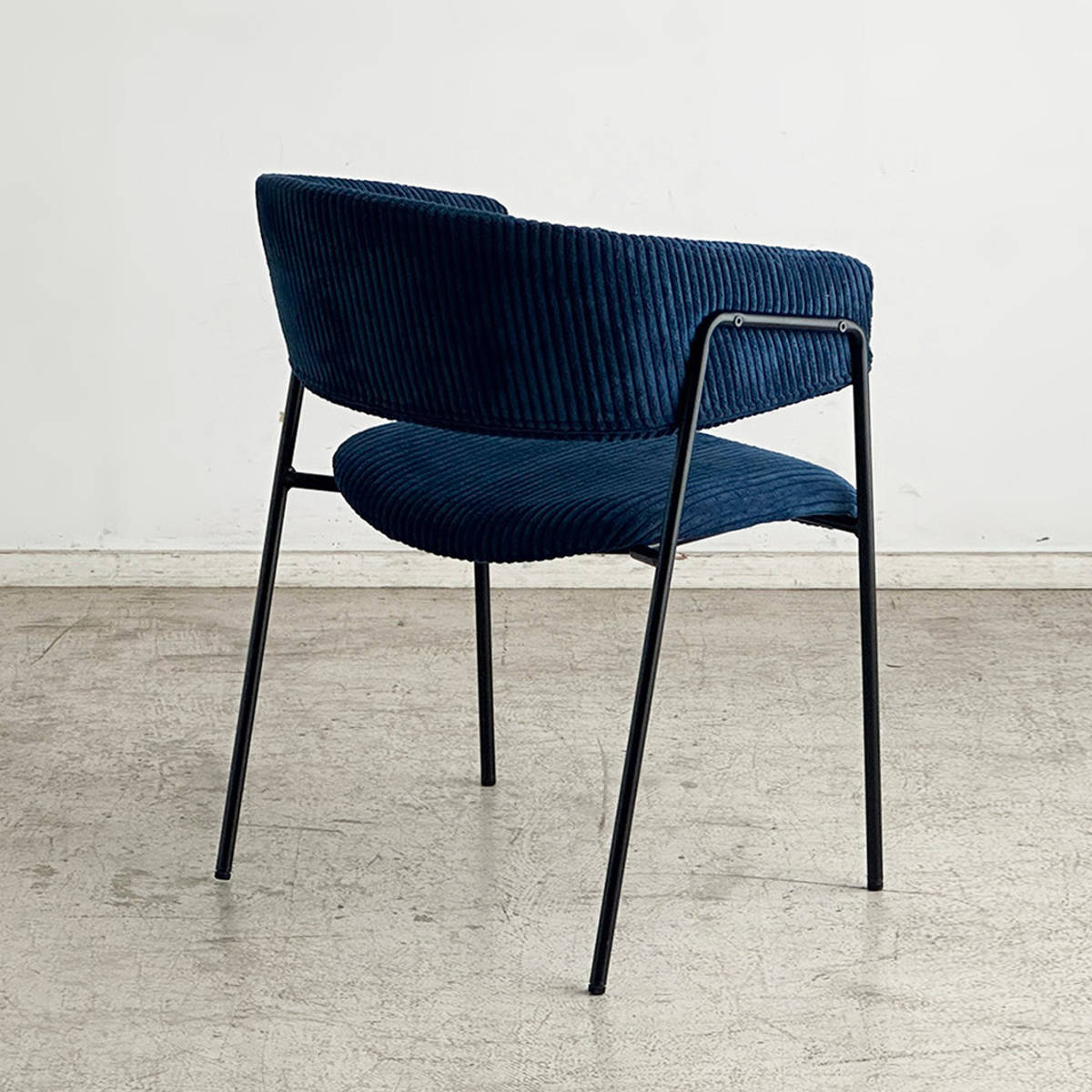 ダイニングチェア 座面高45cm コーデュロイ グリスチェア ( 肘付き ダイニング チェア アイアン脚 北欧 モダン シンプル スタイリッシュ ) 【ブルー】 ブルー