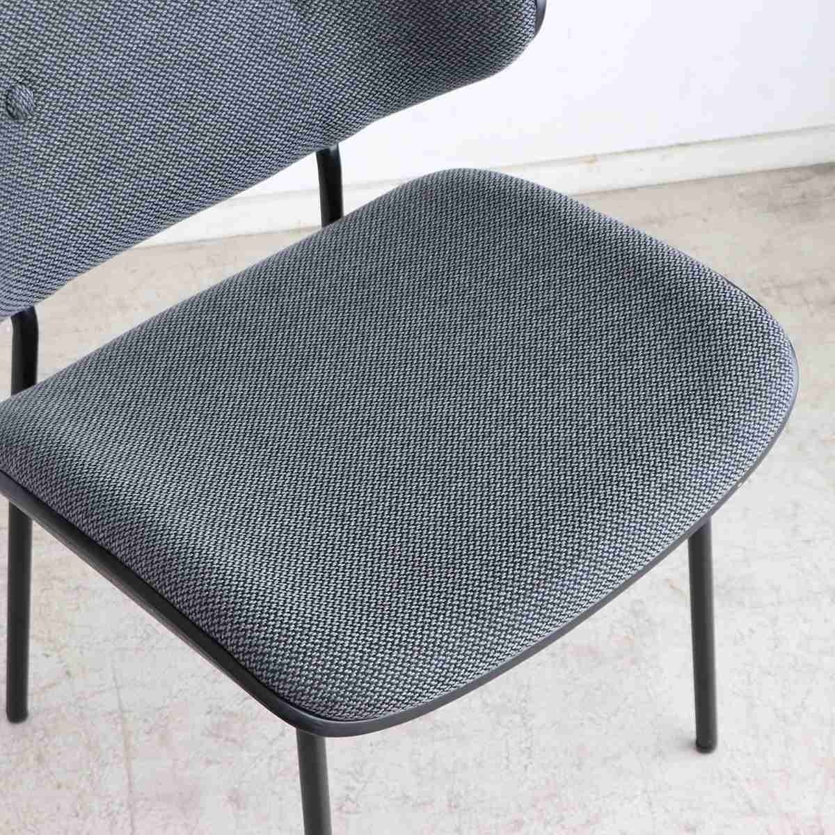 ダイニングチェア 座面高44cm ファブリック 合皮 キロ Dチェア ( 曲木 レザー調 ダイニング チェア 椅子 異素材 ビンテージ調 シンプル 高級感 ) 【ブラック】 ブラック