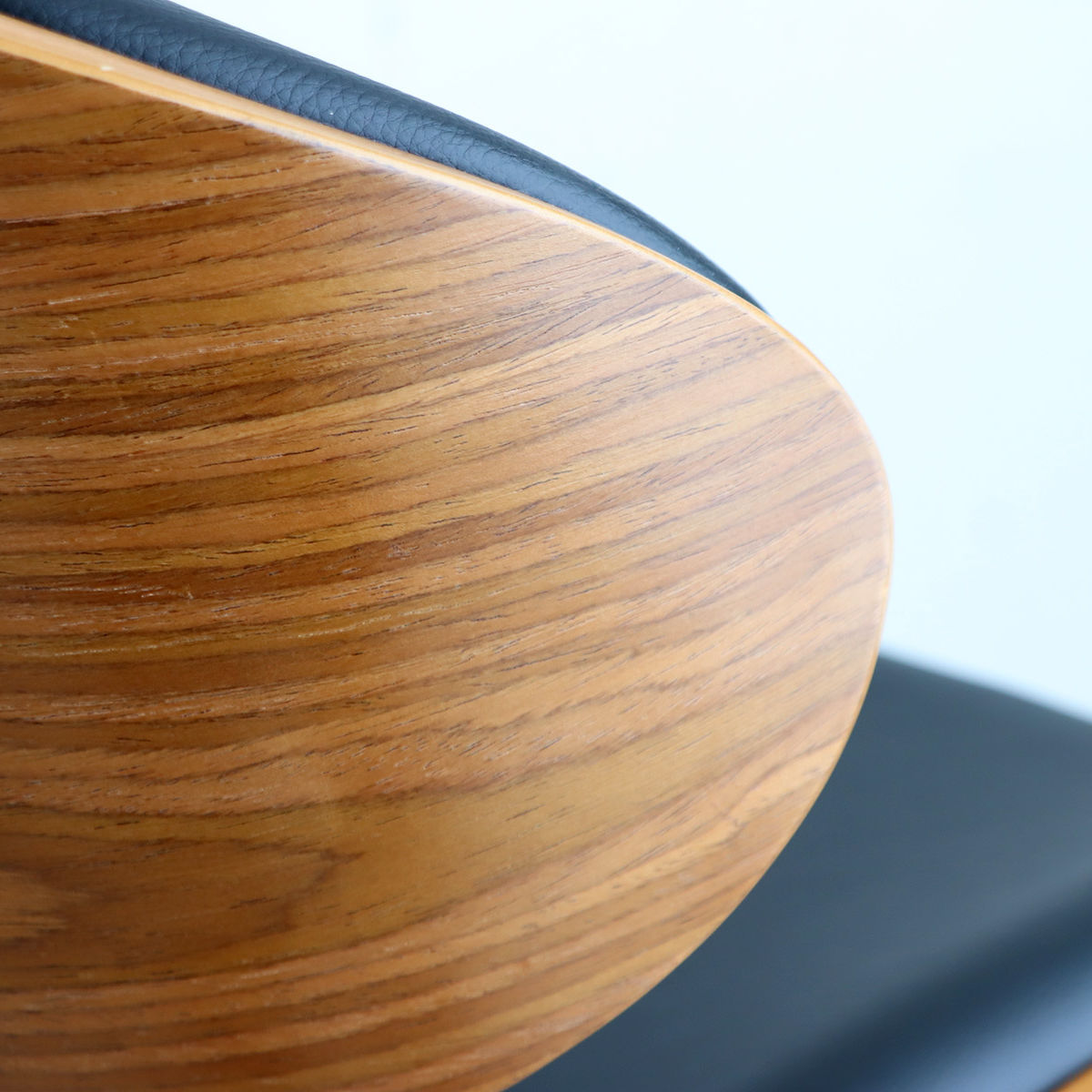 ダイニングチェア 座面高44cm ファブリック 合皮 キロ Dチェア ( 曲木 レザー調 ダイニング チェア 椅子 異素材 ビンテージ調 シンプル 高級感 ) 【ブラック】 ブラック