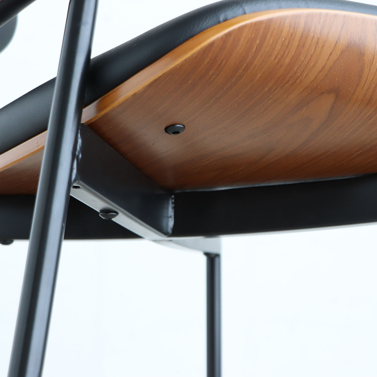 ダイニングチェア 座面高44cm ファブリック 合皮 キロ Dチェア ( 曲木 レザー調 ダイニング チェア 椅子 異素材 ビンテージ調 シンプル 高級感 ) 【ブラック】 ブラック