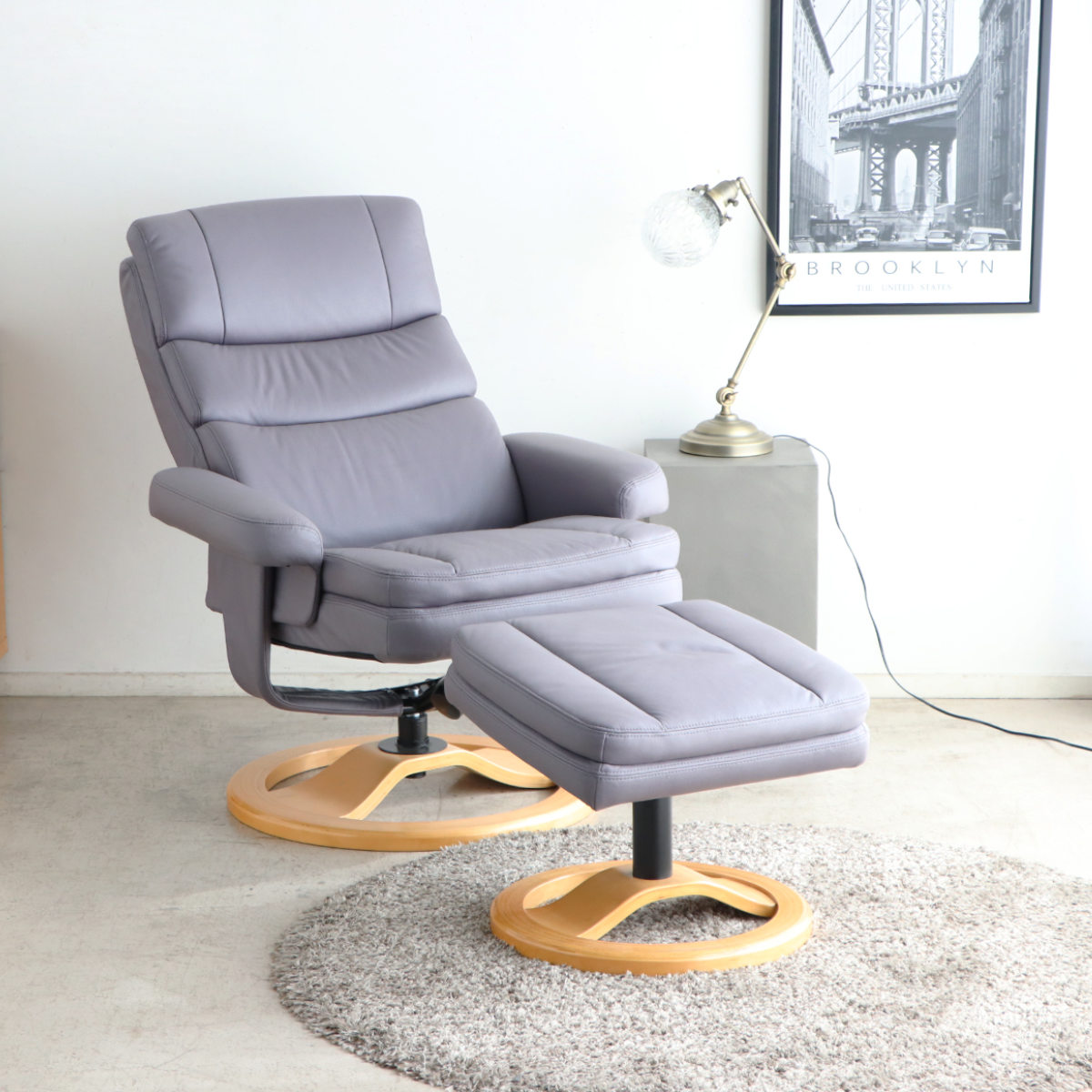 リビングチェア 座面高46cm パーソナルチェア アストラ ( チェア 1人掛け リクライニング 無段階 ヘッドレスト アームレスト オットマン 肘掛け ハイバック リラックス チェアー イス 椅子 いす 足置き リビング ) 【グリーン】 グリーン