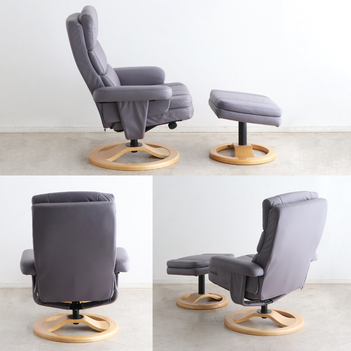 リビングチェア 座面高46cm パーソナルチェア アストラ ( チェア 1人掛け リクライニング 無段階 ヘッドレスト アームレスト オットマン 肘掛け ハイバック リラックス チェアー イス 椅子 いす 足置き リビング ) 【グリーン】 グリーン