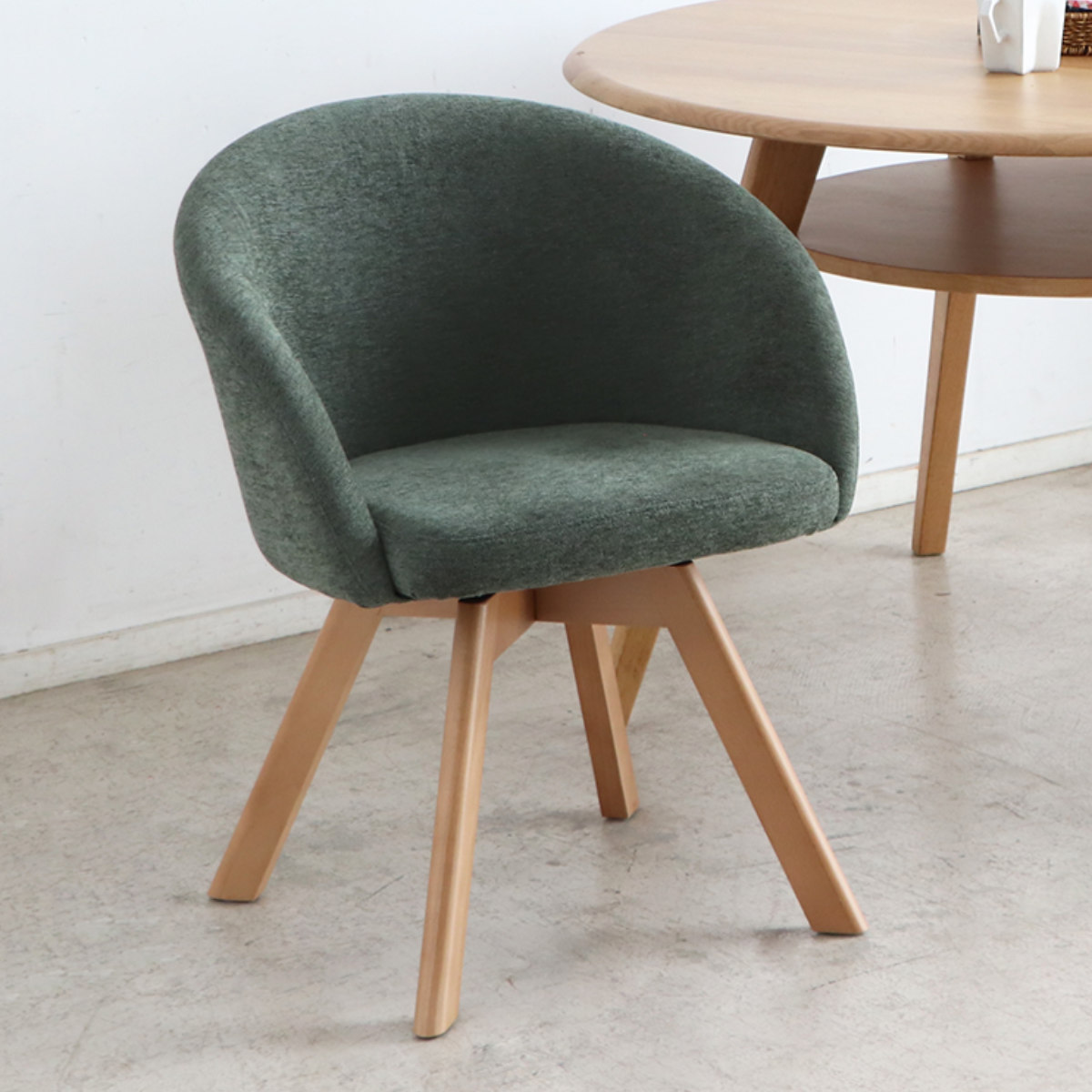 ダイニングチェア 座面高42cm ラウンドチェア マルク ( 回転 食卓椅子 チェア チェアー イス 椅子 いす 肘付き ダイニング 木製 ファブリック 食卓 リビング おしゃれ リビングチェア リビングチェアー ) 【オレンジ】 オレンジ