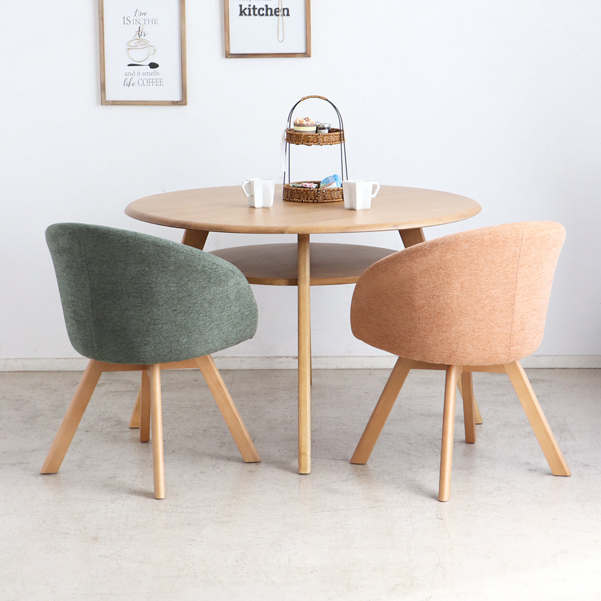 ダイニングチェア 座面高42cm ラウンドチェア マルク ( 回転 食卓椅子 チェア チェアー イス 椅子 いす 肘付き ダイニング 木製 ファブリック 食卓 リビング おしゃれ リビングチェア リビングチェアー ) 【オレンジ】 オレンジ