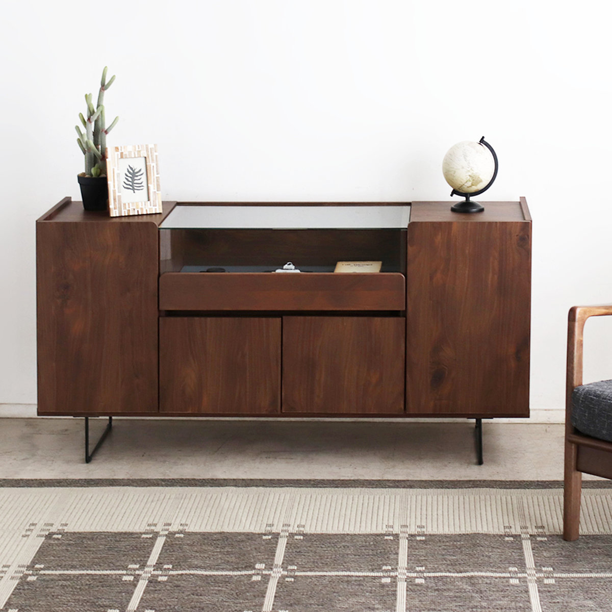 キャビネット 幅149.5cm ガラスケース コレクション ( ラック 棚 シェルフ 飾り棚 ディスプレイ 日本製 完成品 可動棚 お掃除ロボット対応 家具 スライド棚 ブラウン ナチュラル ) 【ブラウン】 ブラウン