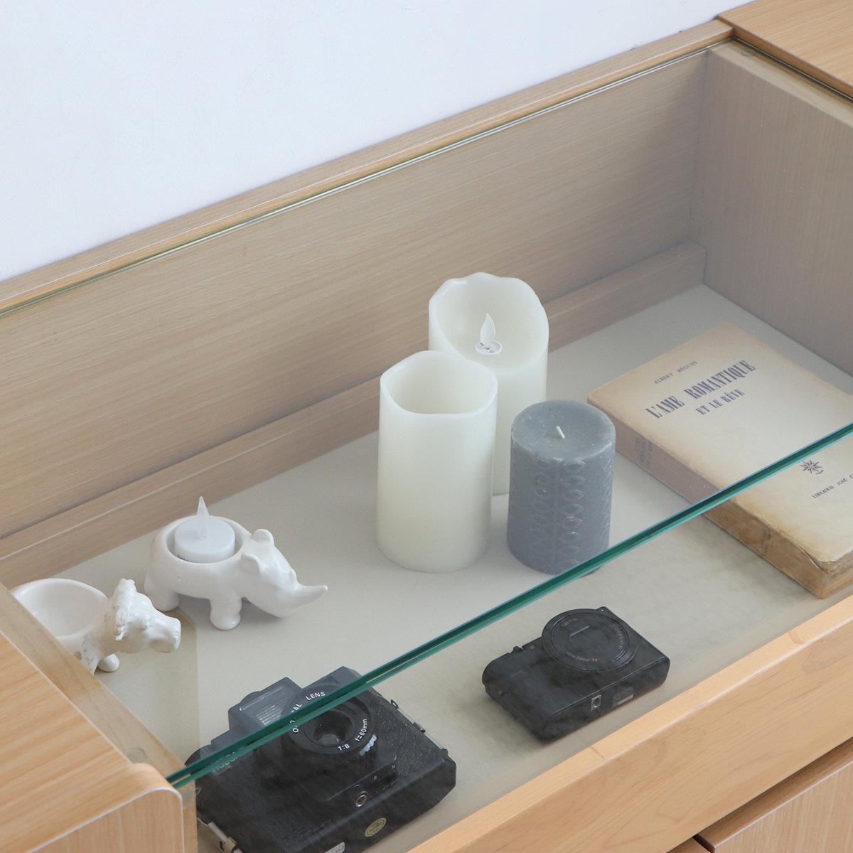 キャビネット 幅149.5cm ガラスケース コレクション ( ラック 棚 シェルフ 飾り棚 ディスプレイ 日本製 完成品 可動棚 お掃除ロボット対応 家具 スライド棚 ブラウン ナチュラル ) 【ブラウン】 ブラウン