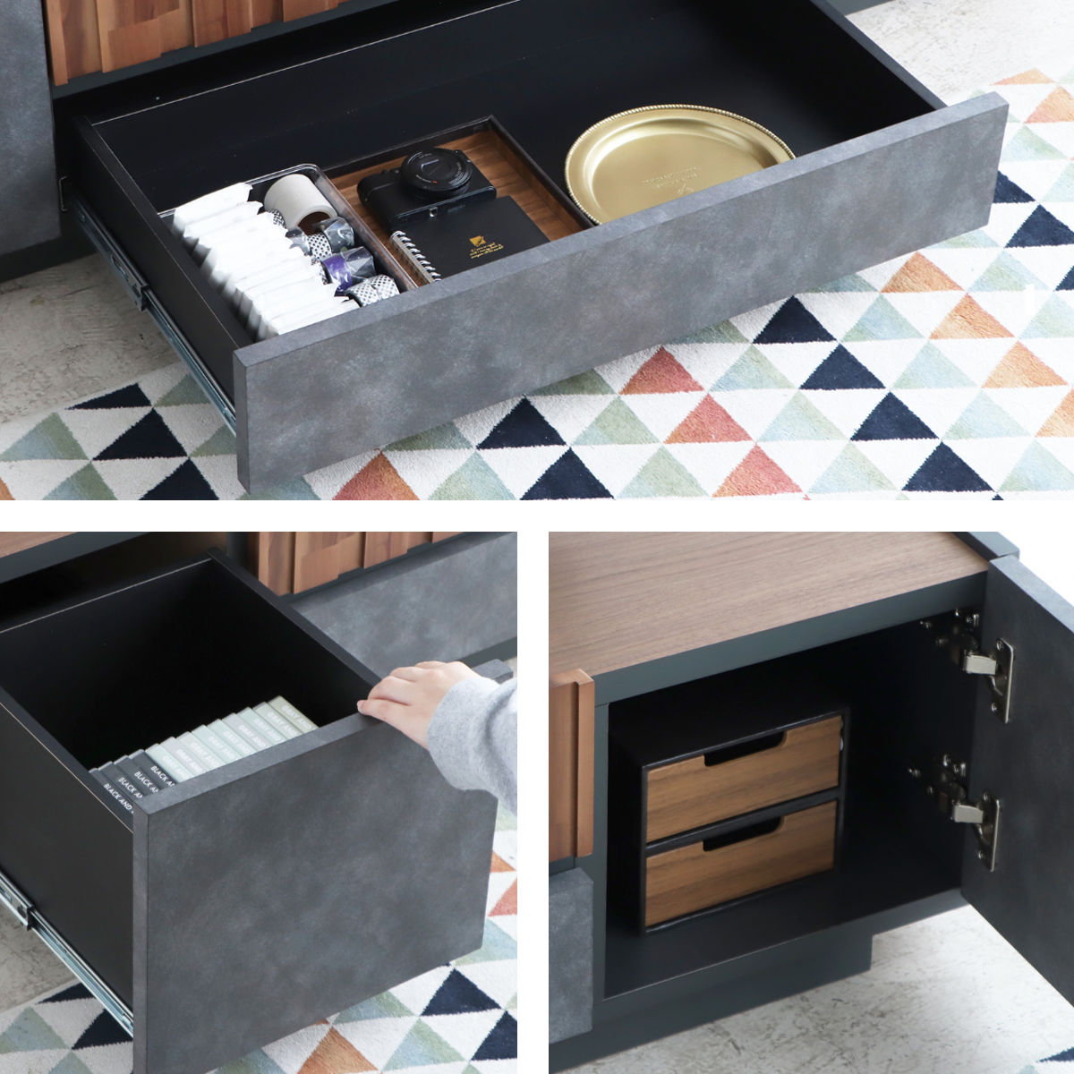 テレビ台 幅140cm ローボード コンクリート調 アカシア材 モダンデザイン ( TV台 テレビボード AVラック 収納 ラック 棚 リビングボード 家具 引出し モルタル調 58型対応 スタイリッシュ )