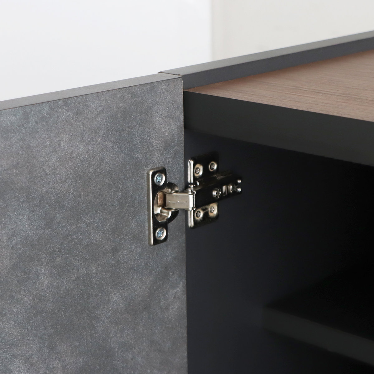 サイドボード 幅118.8cm コンクリート調 アカシア材 モダンデザイン ( ラック 棚 リビング収納 ディスプレイ リビングボード 家具 可動棚 モルタル調 スタイリッシュ )