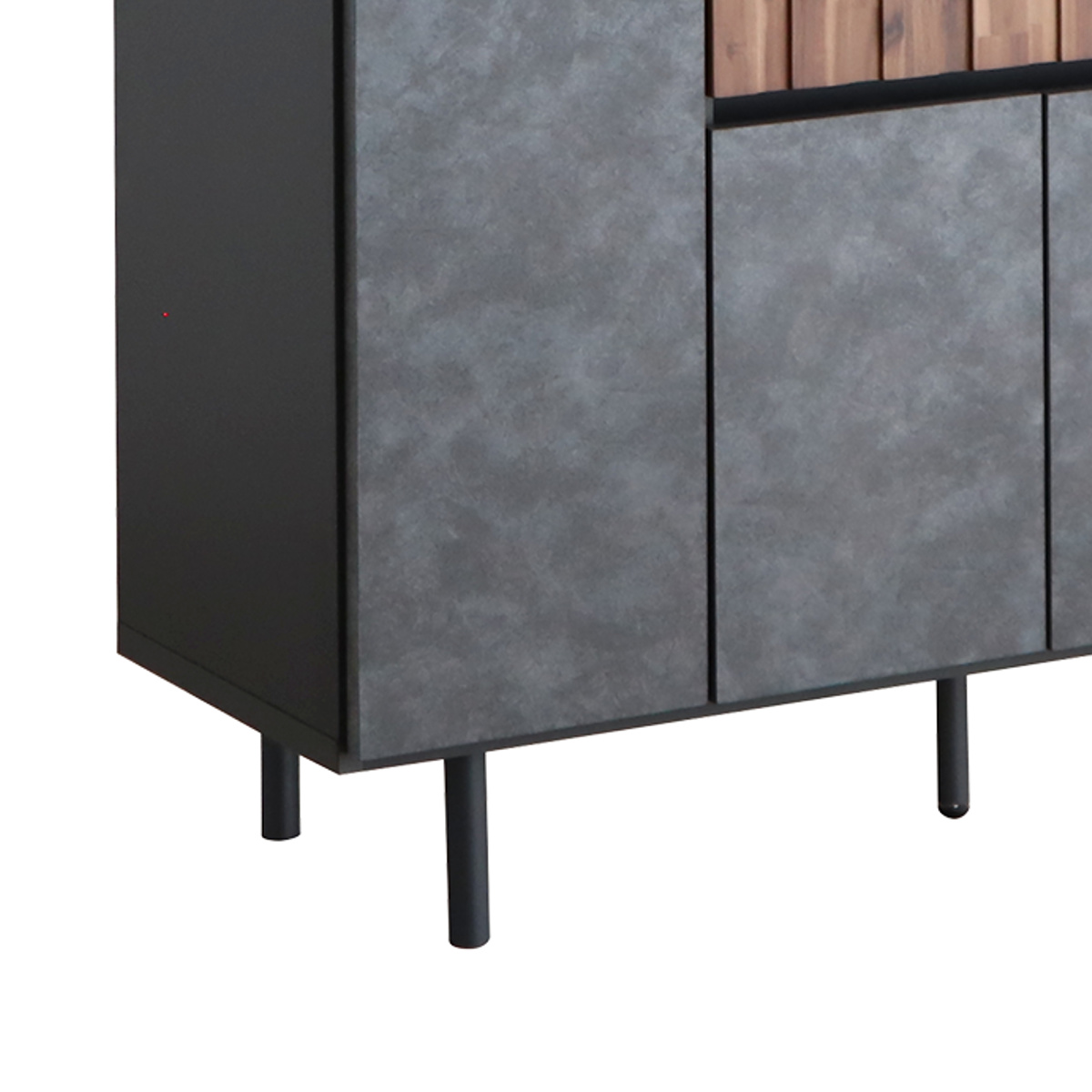 サイドボード 幅118.8cm コンクリート調 アカシア材 モダンデザイン ( ラック 棚 リビング収納 ディスプレイ リビングボード 家具 可動棚 モルタル調 スタイリッシュ )