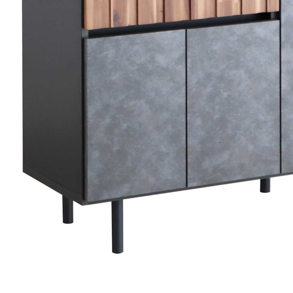 サイドボード 幅89.4cm コンクリート調 アカシア材 モダンデザイン ( ラック 棚 リビング収納 ディスプレイ リビングボード 家具 可動棚 モルタル調 スタイリッシュ )