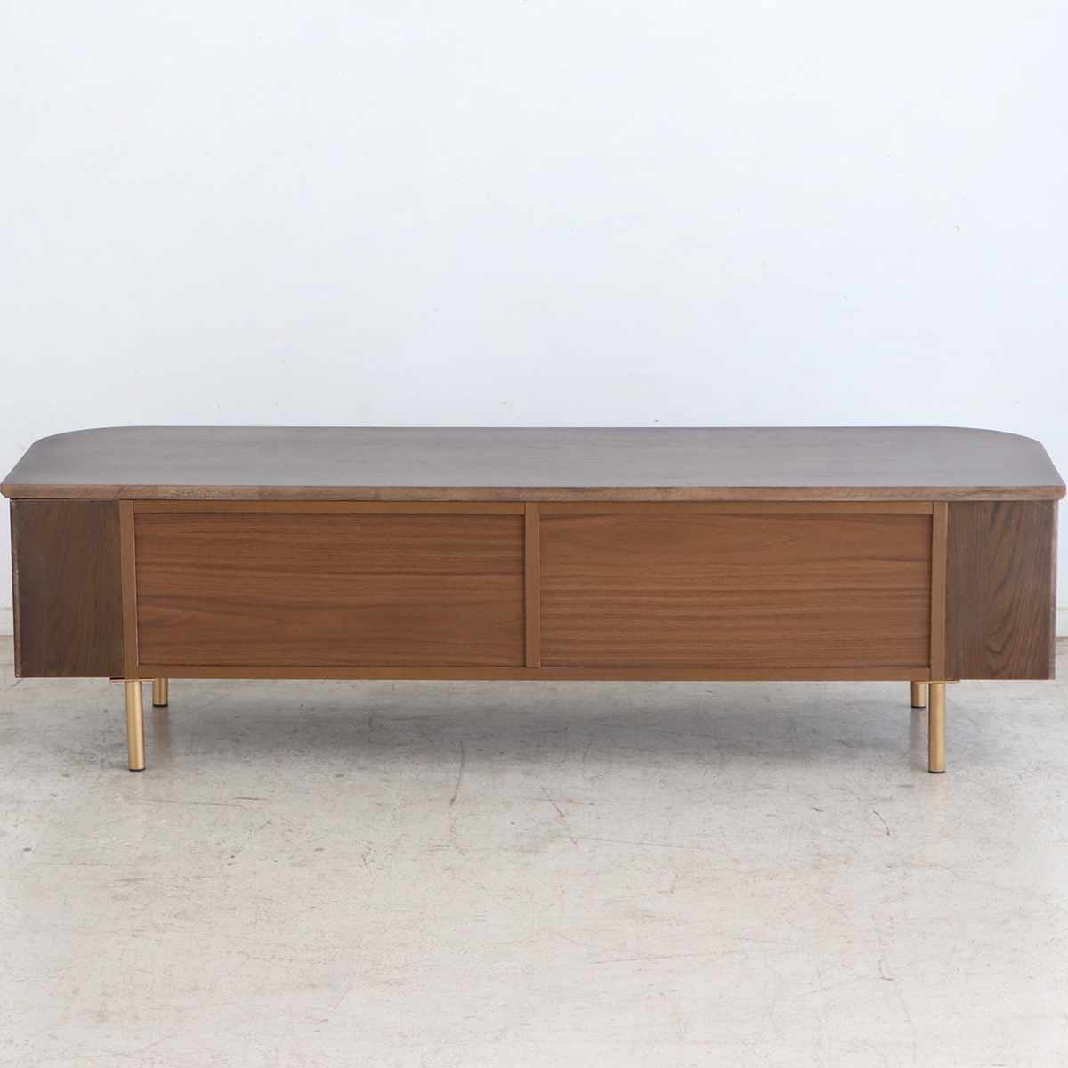 テレビ台 幅200cm 天然木 じゃばら風 ゴールド脚 ( ロペス TV台 テレビボード AVラック 収納 ラック 棚 リビングボード 木製 家具 引出し ブラウン 大型テレビ 80型対応 )