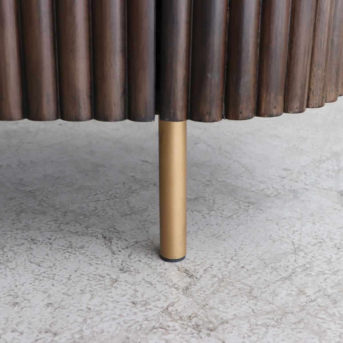 テレビ台 幅200cm 天然木 じゃばら風 ゴールド脚 ( ロペス TV台 テレビボード AVラック 収納 ラック 棚 リビングボード 木製 家具 引出し ブラウン 大型テレビ 80型対応 )