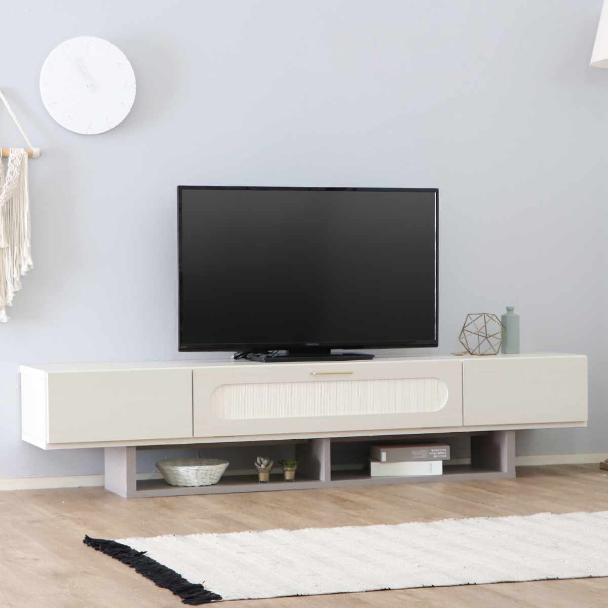 テレビ台 幅180cm ローボード 完成品 日本製 ( 80型対応 テレビボード 引き出し 収納 ラック 大型 小物収納 DVD リビング収納 おしゃれ ホワイト オープン シェルフ )