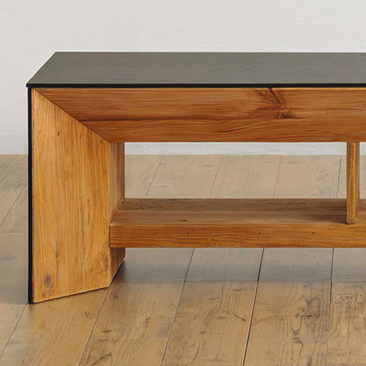 テレビ台 幅180cm ローボード 天然木 完成品 オーク パイン ( 80型対応 テレビボード ヴィンテージ調 脚付き 収納 ラック 木目 ブラック 大型 オープン シェルフ )