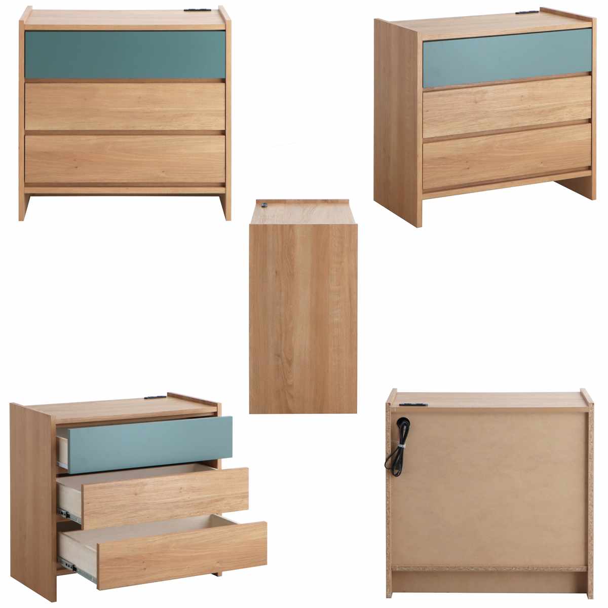 リビングボード 幅75cm 完成品 日本製 木目調 2口コンセント付 フルスライドレール ( 収納 洋服 衣類収納 脚付き テレビ台 チェスト 3段 棚 引き出し プリンター収納 デッキ収納 )