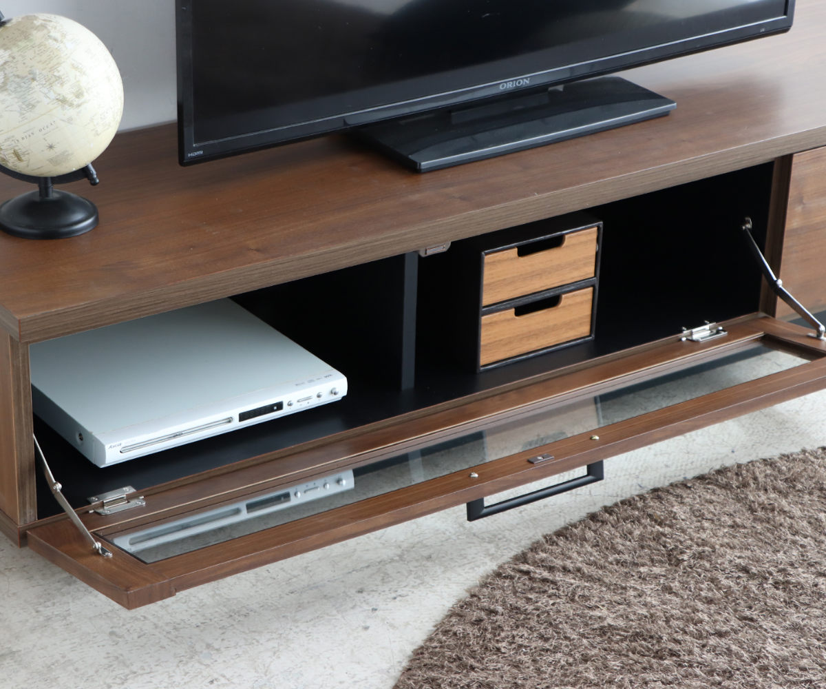 テレビ台 幅140cm ジェイク ローボード 完成品 日本製 ( 58型対応 テレビボード 木目調 引き出し スライドレール リビングボード リモコンOK フロート風 収納 ガラス コード穴 ブラウン ナチュラル ブラック ) 【ナチュラル】 ナチュラル