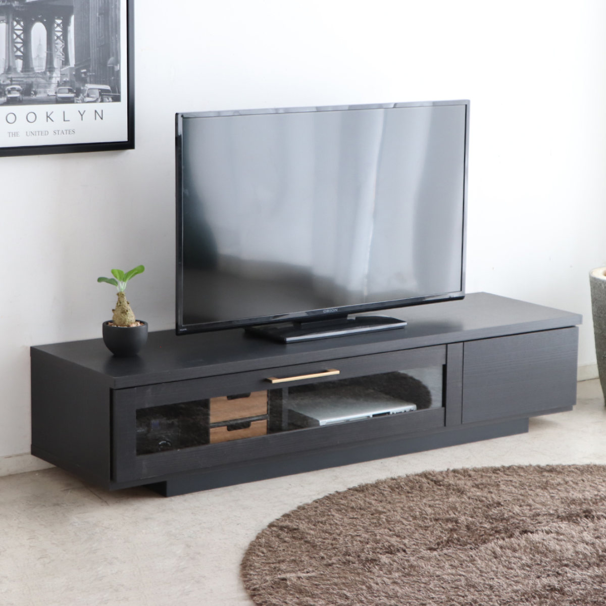 テレビ台 幅140cm ジェイク ローボード 完成品 日本製 ( 58型対応 テレビボード 木目調 引き出し スライドレール リビングボード リモコンOK フロート風 収納 ガラス コード穴 ブラウン ナチュラル ブラック ) 【ナチュラル】 ナチュラル