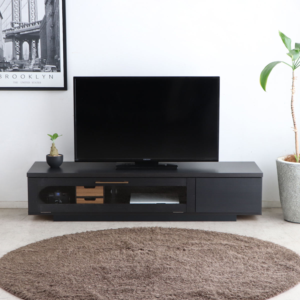 テレビ台 幅140cm ジェイク ローボード 完成品 日本製 ( 58型対応 テレビボード 木目調 引き出し スライドレール リビングボード リモコンOK フロート風 収納 ガラス コード穴 ブラウン ナチュラル ブラック ) 【ナチュラル】 ナチュラル