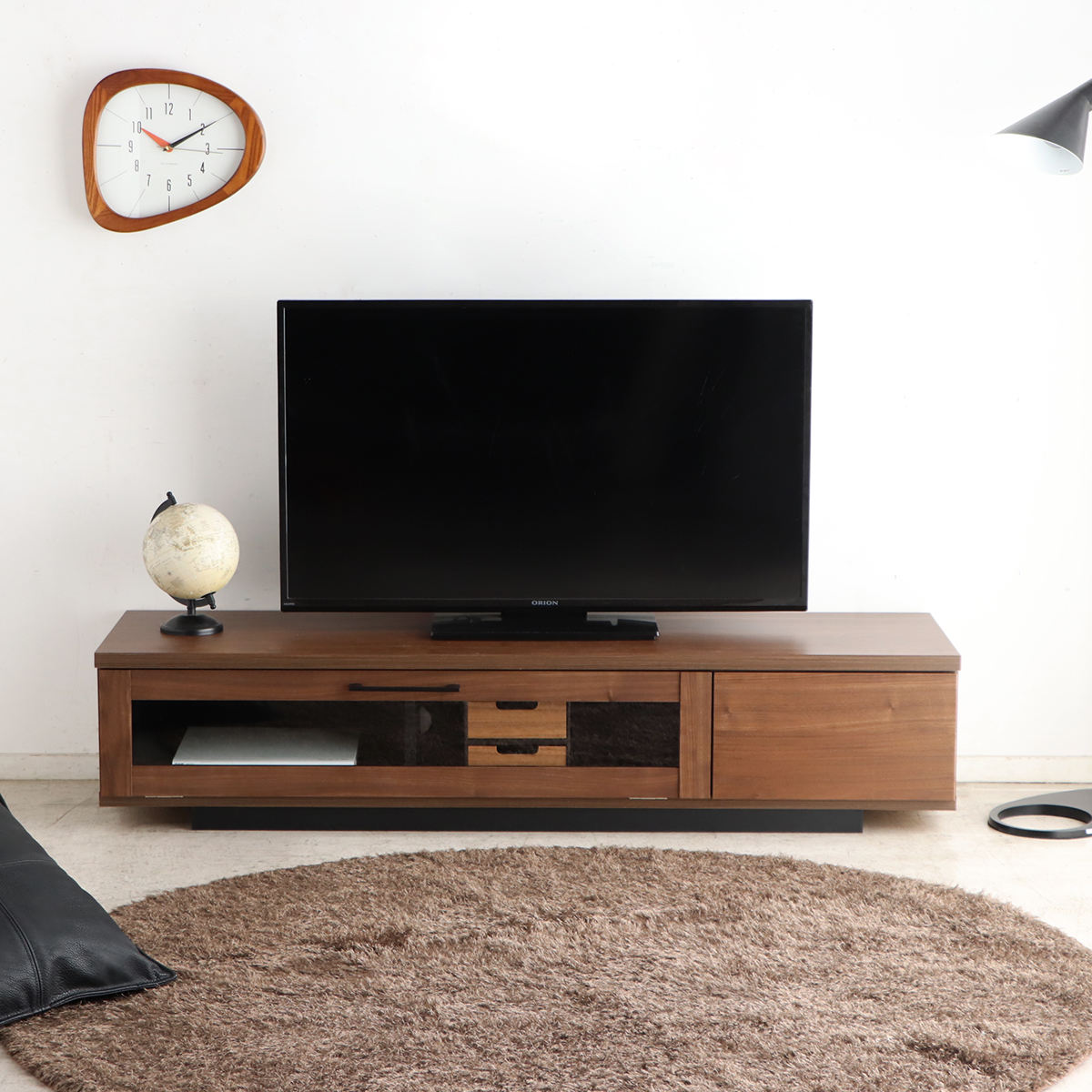 テレビ台 幅140cm ジェイク ローボード 完成品 日本製 ( 58型対応 テレビボード 木目調 引き出し スライドレール リビングボード リモコンOK フロート風 収納 ガラス コード穴 ブラウン ナチュラル ブラック ) 【ナチュラル】 ナチュラル