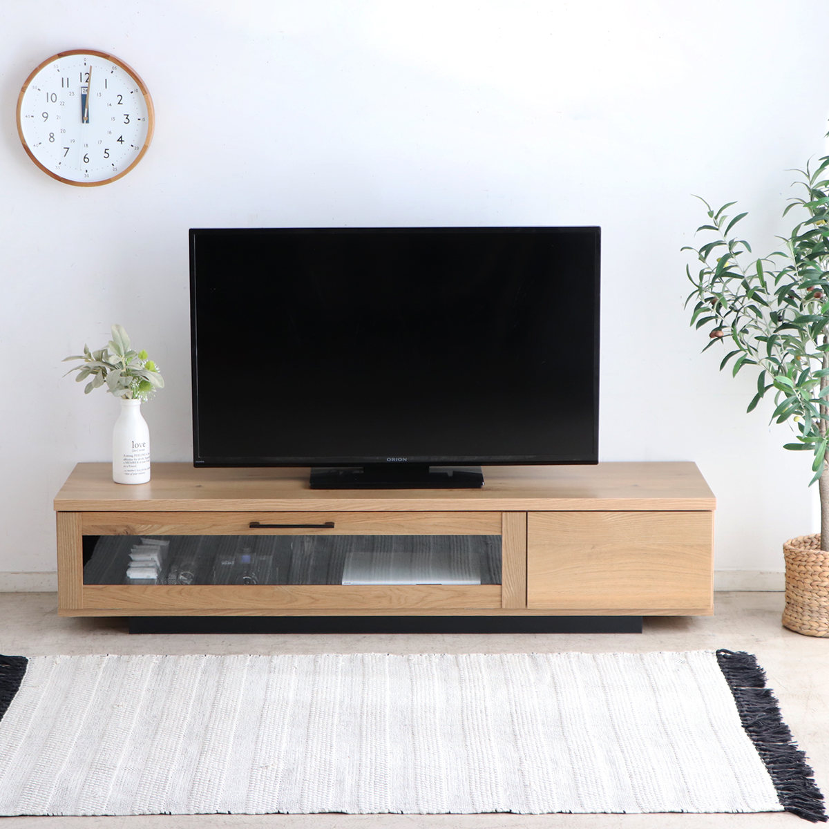 テレビ台 幅140cm ジェイク ローボード 完成品 日本製 ( 58型対応 テレビボード 木目調 引き出し スライドレール リビングボード リモコンOK フロート風 収納 ガラス コード穴 ブラウン ナチュラル ブラック ) 【ナチュラル】 ナチュラル
