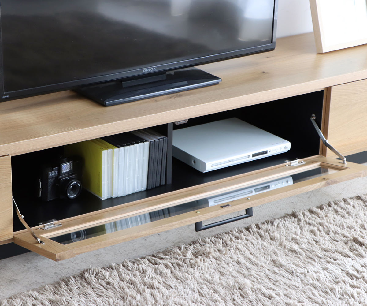 テレビ台 幅180cm ジェイク ローボード 完成品 日本製 ( 80型対応 テレビボード 木目調 引き出し スライドレール リビングボード リモコンOK フロート風 収納 ガラス コード穴 ブラウン ナチュラル ブラック ) 【ナチュラル】 ナチュラル